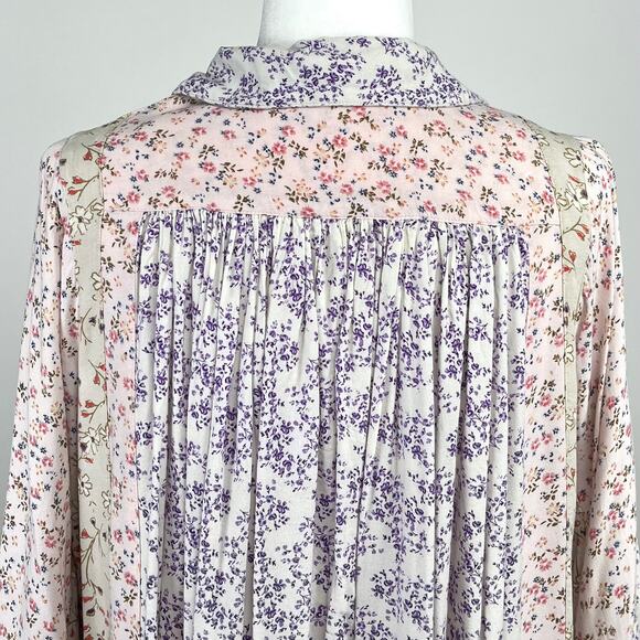 Floral Tiered Button-Front Mini Dress in Pastel Pink - Picture 7 of 16